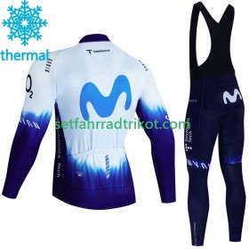 Movistar Iceberg Radbekleidung Radtrikot Langarm + Lang Trägerhose Winter Thermal Fleece 2023